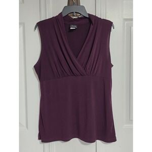 JKLA California Plum Purple Sleeveless Surplice V-Neck Top XL Made in USA